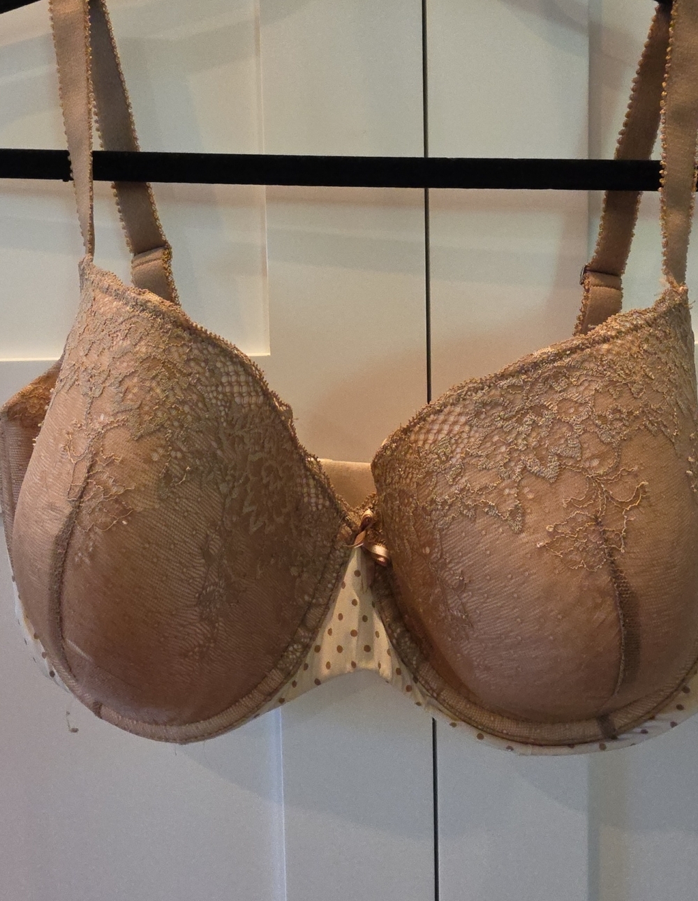 Lace-Trim T-Shirt Underwire Bra in Nude Blush